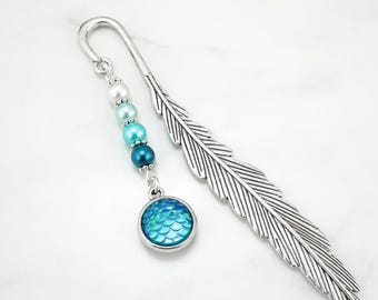 Mermaid Scales Bookmark: Iridescent Magical Mermaid Charm Bead Book Marker, Birthday Party Favors