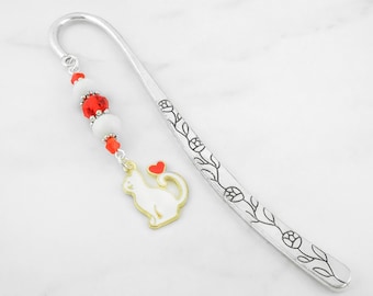 White Cat Bookmark - Tibetan Silver Bookmark - Unique Bookmarks - Cat Lover Gift Ideas - Anime Cat Gifts - Anime Bookmark - Cat Lover Gifts