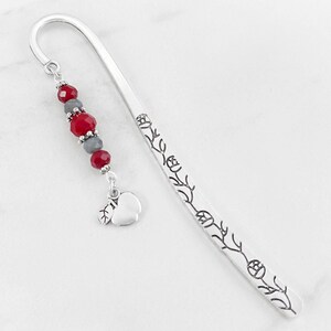 Teacher Bookmark for End of School Year Teacher Gift Ideas for Teachers - Apple Bookmark for Nutritionist Gift - Silver Apple Charm Bookmark