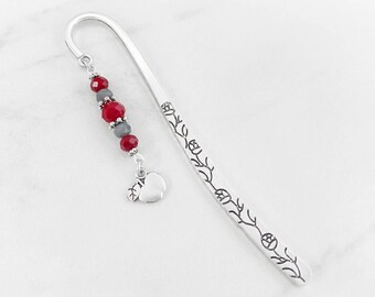 Teacher Bookmark for End of School Year Teacher Gift Ideas for Teachers - Apple Bookmark for Nutritionist Gift - Silver Apple Charm Bookmark
