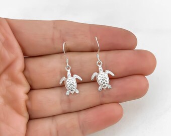 Sea Turtle Earrings: 925 Sterling Silver Ocean Jewelry