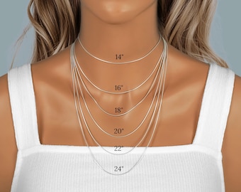 925 Sterling Silver Snake Chain - 1.2 mm - 14, 16, 18, 20, 22, 24 inches - Finished Chain with Lobster Clasp