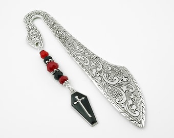 Black Coffin Bookmark - Affordable Gothic Gift Ideas - Vampire Gifts - Tibetan Silver Bookmark - Unique Bookmark - Undertaker Gifts