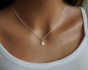 Dog Paw Print Necklace - 925 Sterling Silver Jewelry - Simple Dog Necklace - Adult or Kids Jewelry - Dog Lover Gifts