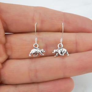 Bear Earrings - 925 Sterling Silver Bear Earrings - Shepherd Hooks or Lever Backs - Silver Animal Jewelry - Tiny Bear Jewelry