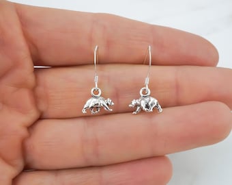 Bear Earrings - 925 Sterling Silver Bear Earrings - Shepherd Hooks or Lever Backs - Silver Animal Jewelry - Tiny Bear Jewelry