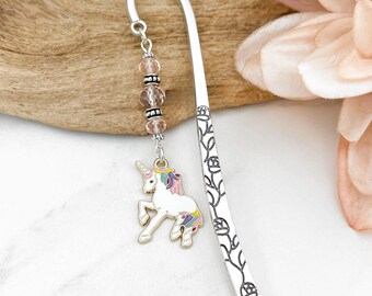 Unicorn Bookmark or Keychain - Tibetan Silver Bookmark - Magical Unicorn Charm Bookmark - Unique Gift Ideas - Unicorn Party Favors