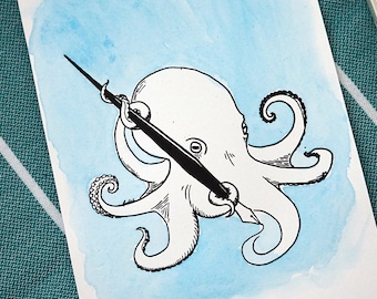 Octopus Inking  - 5" x 7" Screen Print