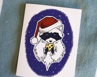 Santa Raccoon Christmas Card - 4.25" x 5.5"