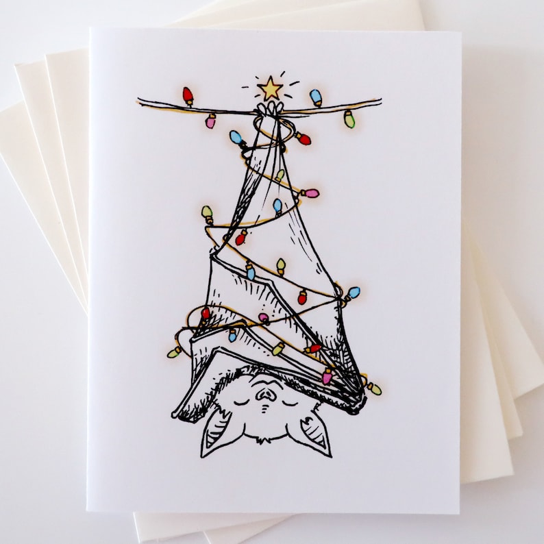 Festive Bat Card 4.25 x 5.5 White