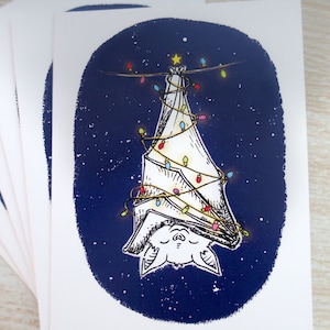 Festive Bat Card 4.25 x 5.5 Blue