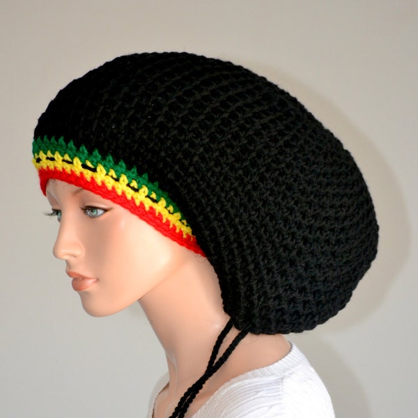 Rastafarian Black Mega Tam/ Unisex Dreadlocks Tam