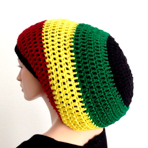 Crochet Rasta tam/ Crochet dread tam/ Bob Marley Hat/ Jamaican Beanie/ Dreadlocks/ Rastafarian Tam