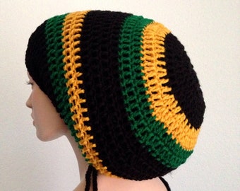 Crochet Pan African Dreadlocks Tam | Crochet Rastafarian Scarf | Crochet Jamaican Scarf | Free shipping