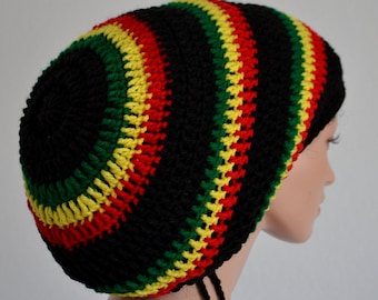 Black Mega Rasta Tam/ Crochet Rasta Tam/ XL Dreadlocks Tam