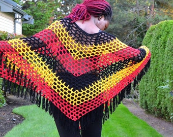 Uganda Crochet Summer Poncho/ Beach Cover up