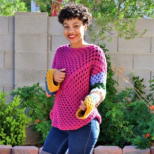 Crochet Gypsy Sweater. Crochet Granny Square Pullover. - Etsy