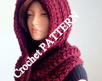Instant Download PATTERN ONLY. Crochet Hooded Cowl