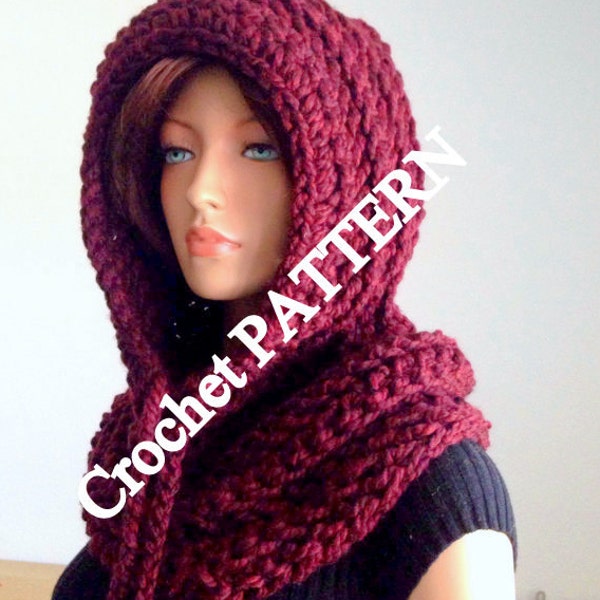 Instant Download PATTERN ONLY. Crochet Hooded Cowl