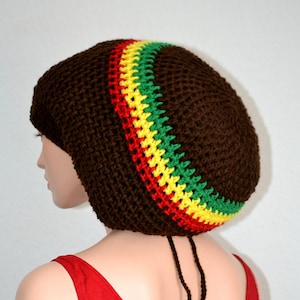 Brown Crochet Rasta tam/ Rastafarian Dreadlocks tam/ Mega Rasta Tam/ Crochet Unisex Tam/ Crochet Rasta Tam