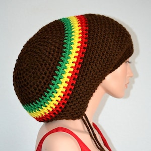 Brown Crochet Rasta tam/ Rastafarian Dreadlocks tam/ Mega Rasta Tam/ Crochet Unisex Tam/ Crochet Rasta Tam