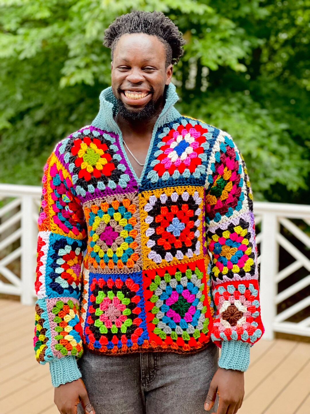 The Color Weaver Mens Granny Crochet Sweater - Etsy