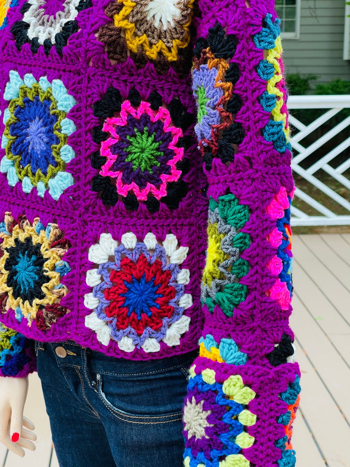 The Color Weaver Granny Turtle Neck Crochet Sweater - Etsy
