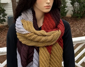 Handmade Multicolored Crochet Scarf | Unisex Winter Accessory