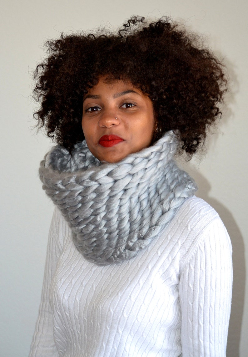 Light Grey Crochet Snood/ Grey Neck Warmer/ High Fashion Etsy