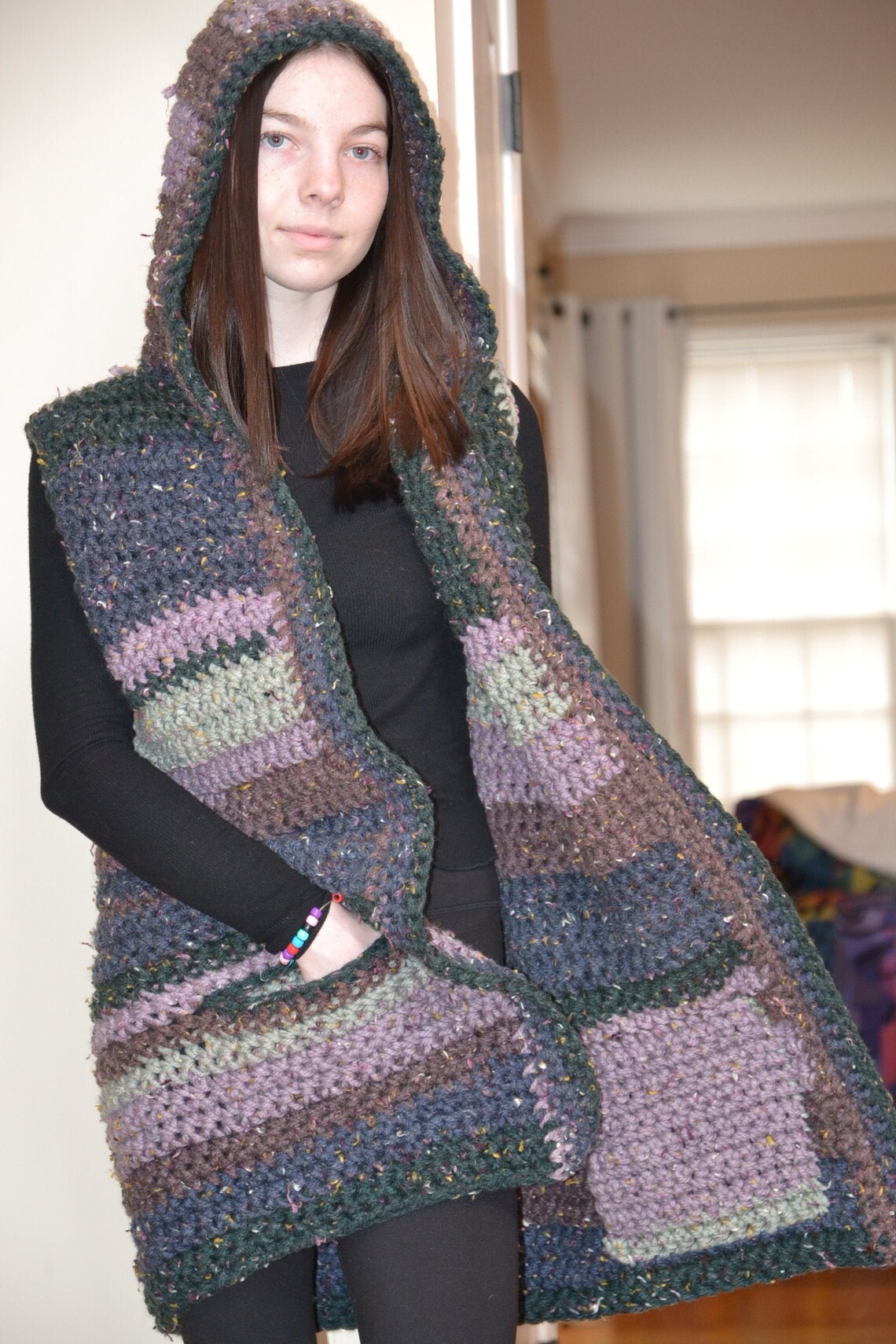 Crochet Hooded Winter Vest/ Sleeveless Crochet Hood Sweater Etsy Canada