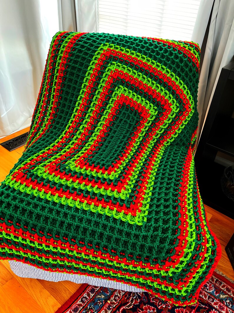Christmas Throw/ Waffle Stitch Crochet Throw/crochet Winter Etsy