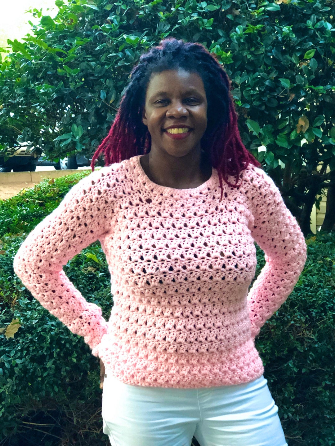 Crochet Pink Pullover/ Sweater/ Blouse - Etsy