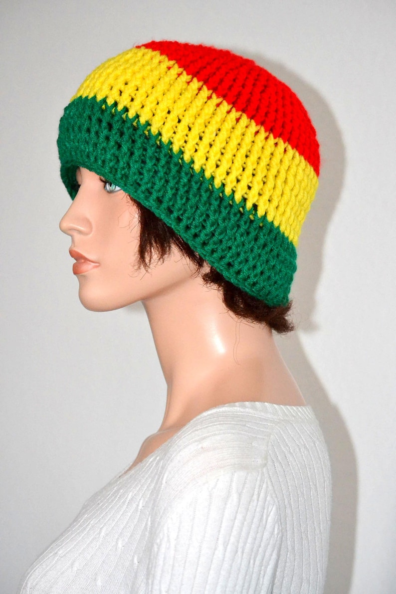 Rasta Beanie/ Crochet Rasta Skullcap/ Unisex Rasta Beanie/ Rastafarian style/ Handmade Gifts/ Trending items/ Christmas Gift/ Birthday Gift image 1