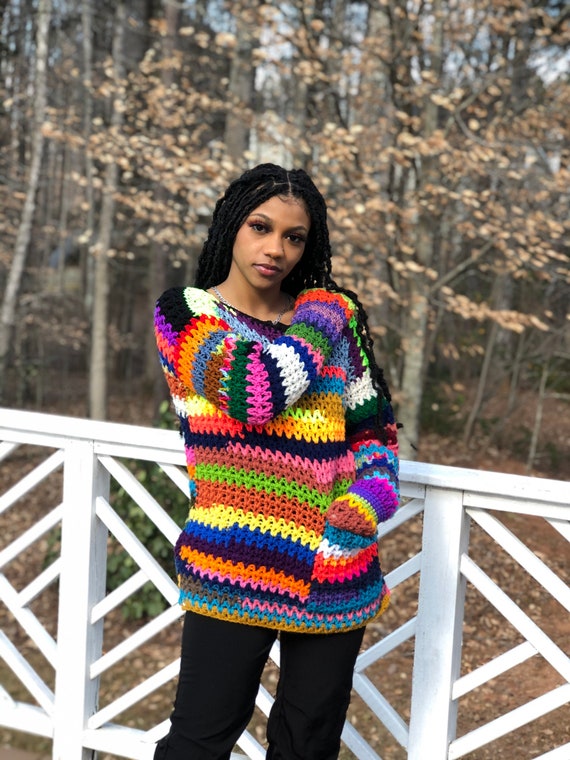 Buy Crochet Leftover Yarn Pullover/ Crochet Gypsy Pullover/ Boho Online in  India - Etsy
