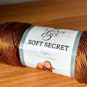 COGNAC Yarn Bee Soft Secret Yarn. 300 yds, 275 m, 1 Skein