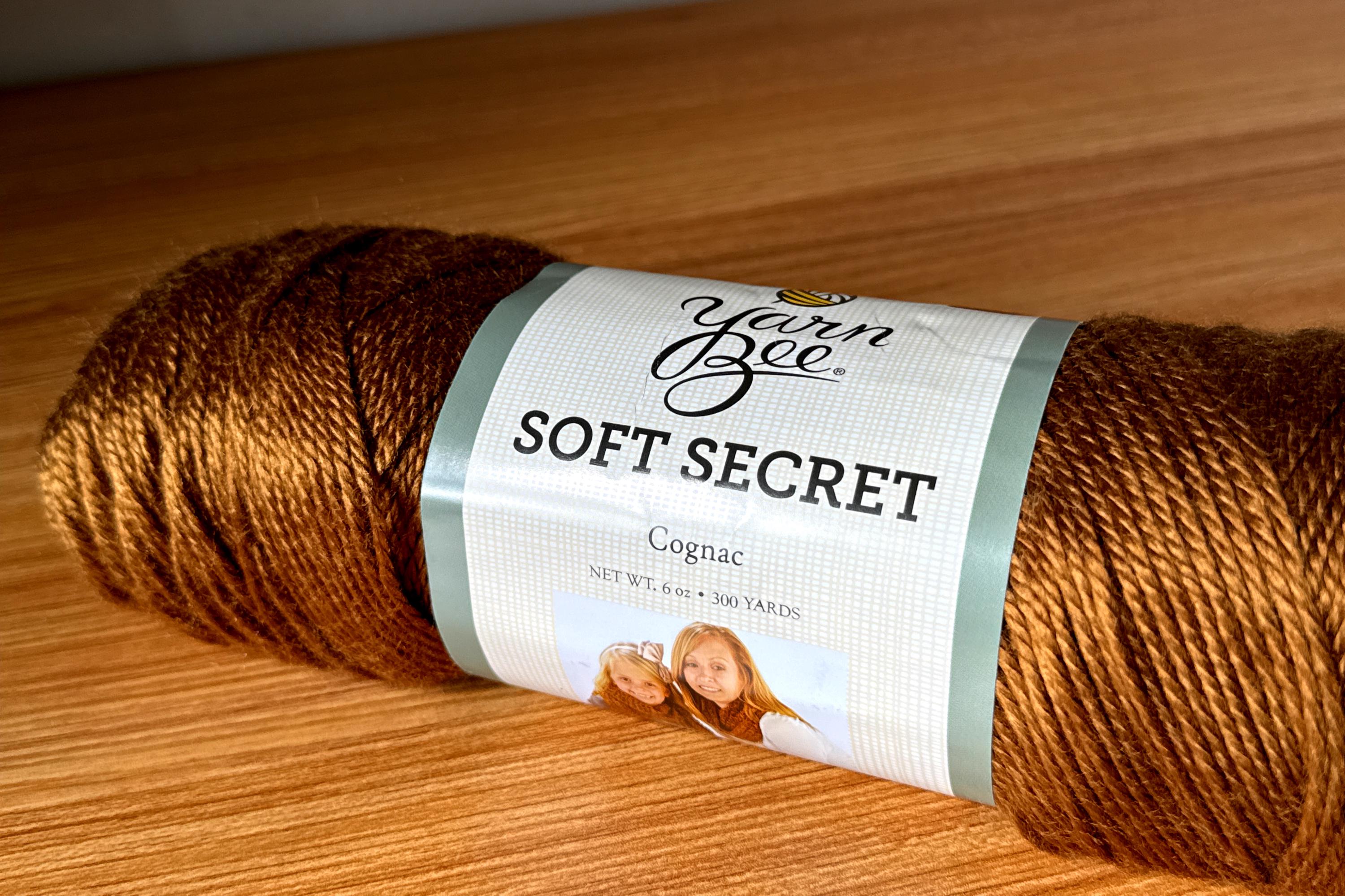 COGNAC Yarn Bee Soft Secret Yarn. 300 yds, 275 m, 1 Skein