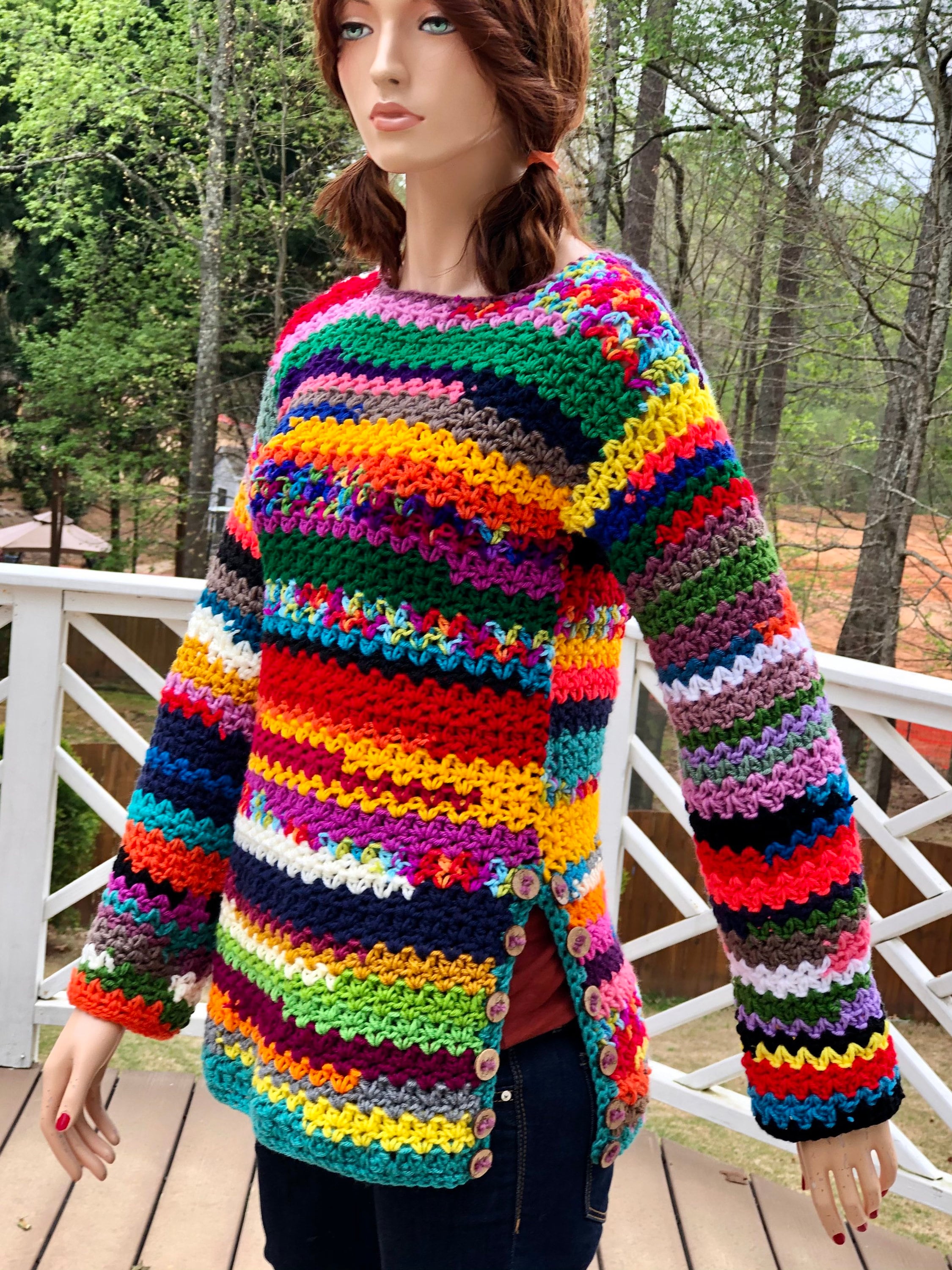 Color My World Leftover Yarn Pullover 