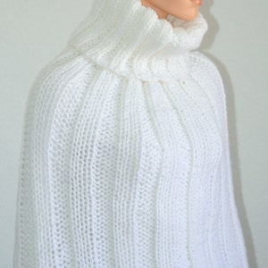 Hand Knitted White Christmas poncho/ Christmas poncho
