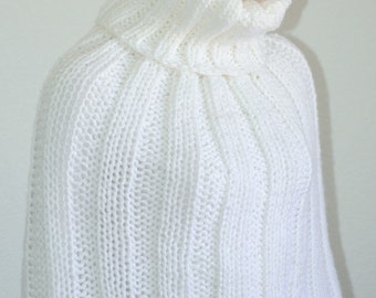 Hand Knitted White Christmas poncho/ Christmas poncho