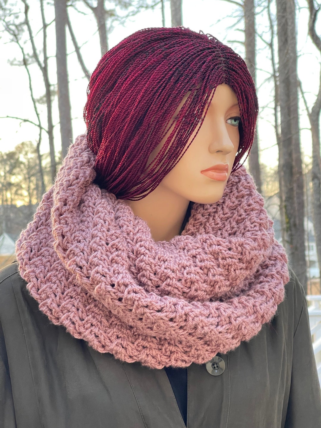 Scaldacollo Snood Circle Sciarpa foderata in pile a doppio strato in maglia addensata antivento termica per uomo donna, sciarpa invernale per sci, corsa, ciclismo, Nero , Taglia unica