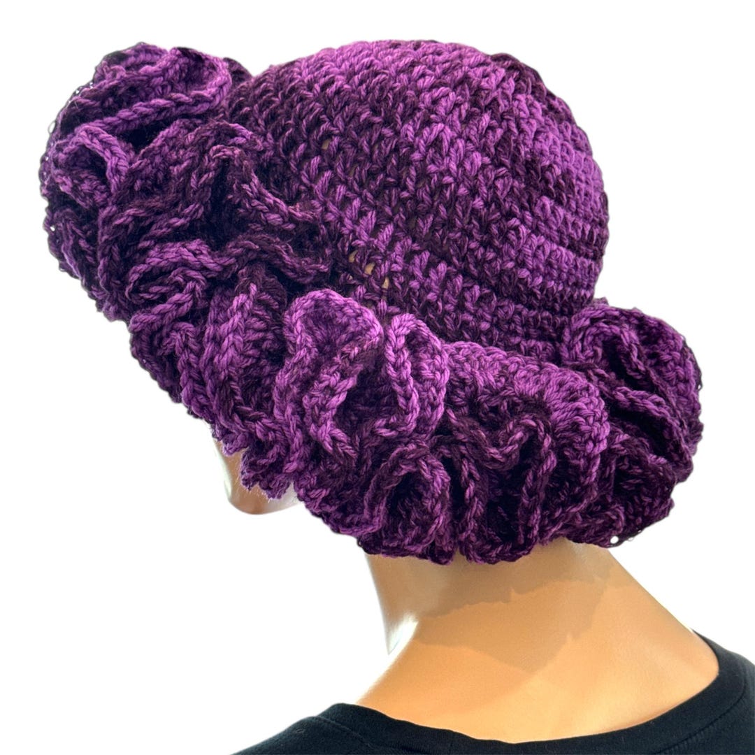 Handmade Crochet Ruffle Hat | 'perplexed' Acrylic Fashion Beanie - Etsy