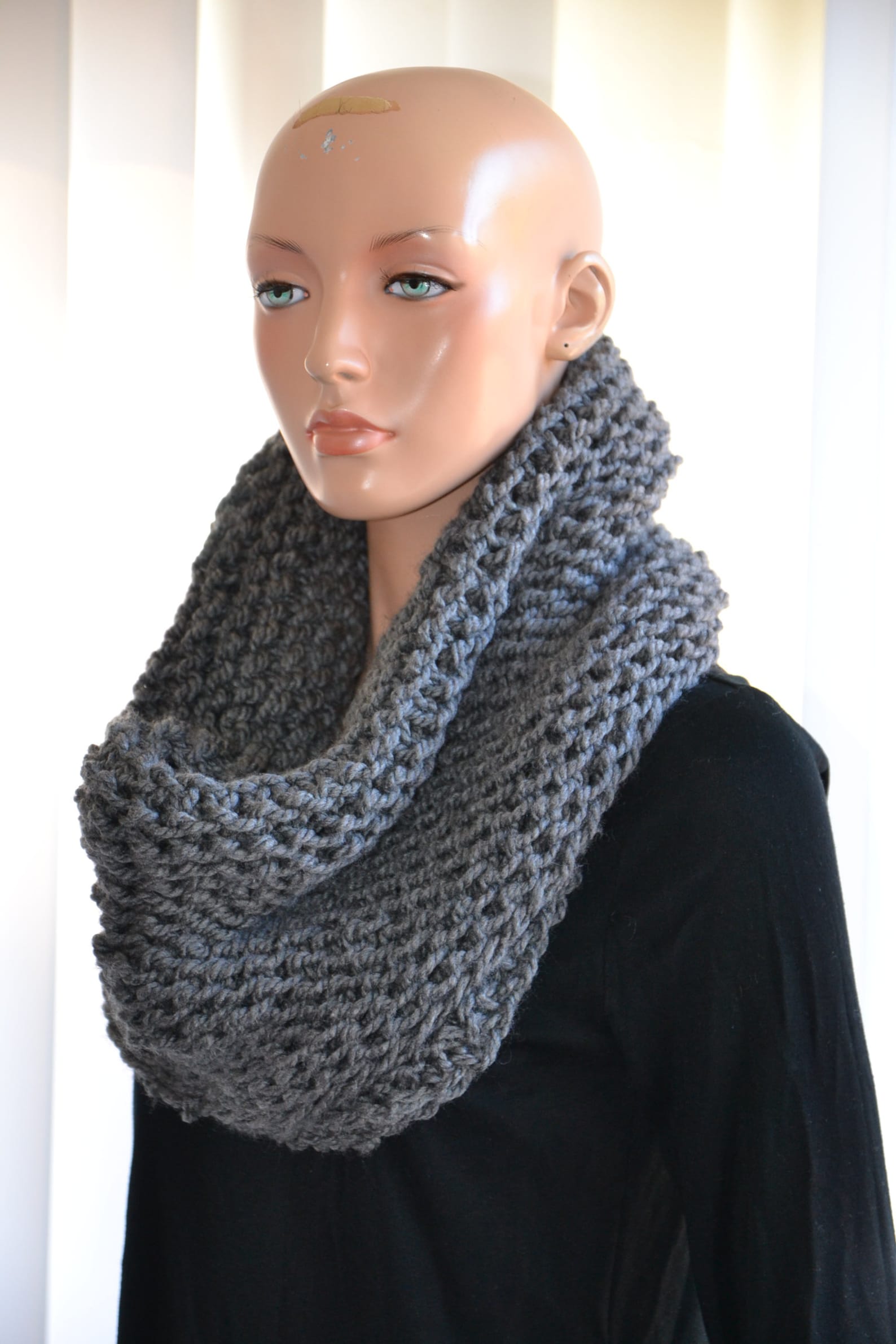 Grey Tube Knitted Neck Warmer/ Tube Cowl Etsy