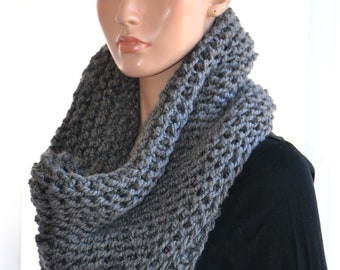 Grey Tube knitted neck warmer/ Tube Cowl