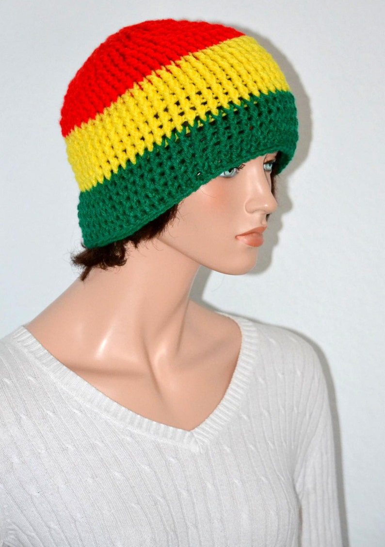 Rasta Beanie/ Crochet Rasta Skullcap/ Unisex Rasta Beanie/ Rastafarian style/ Handmade Gifts/ Trending items/ Christmas Gift/ Birthday Gift image 3