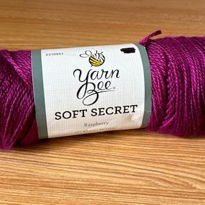 RASPBERRY Yarn Bee Soft Secret Yarn. 300 yds, 275 m, 1 Skein
