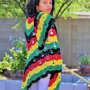 Rastafarian Virus Shawl/ Crochet Virus Shawl/ Crochet Wrap/ Virus Wrap/ Shawl Scarf