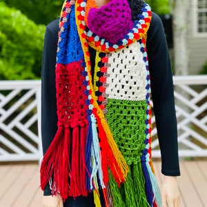 Super Scarf/ Crochet Gray Square Super Scarf