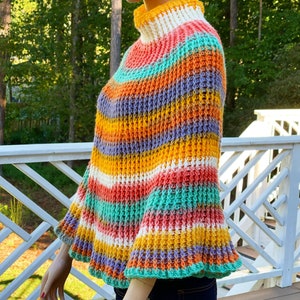 Pixie Crochet Winter Poncho/ Mandala Yarn Poncho in the color Pixie