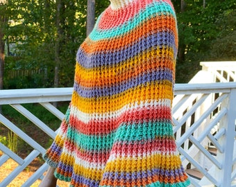 Pixie Crochet Winter Poncho/ Mandala Yarn Poncho in the color Pixie