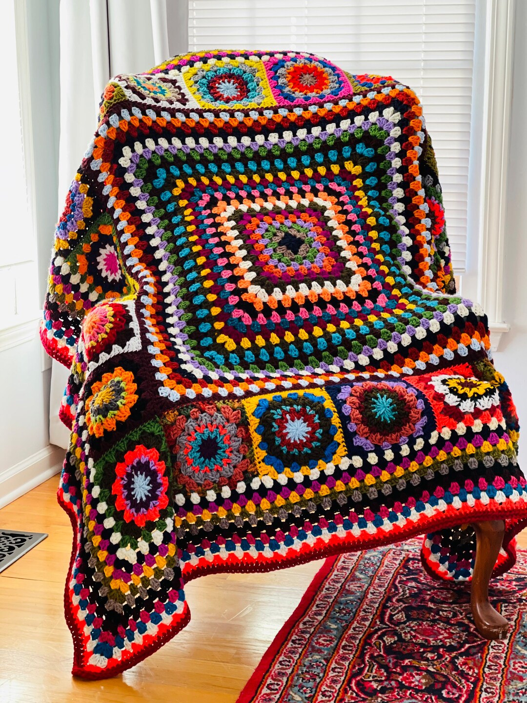 Granny Square Throw/blanket/crochet Granny Throw Etsy